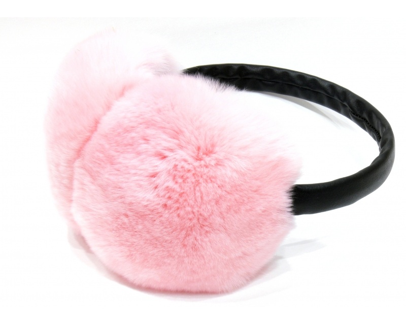 картинка Розовые наушники из стриженого меха кролика (арт.303) от магазина Наушники+